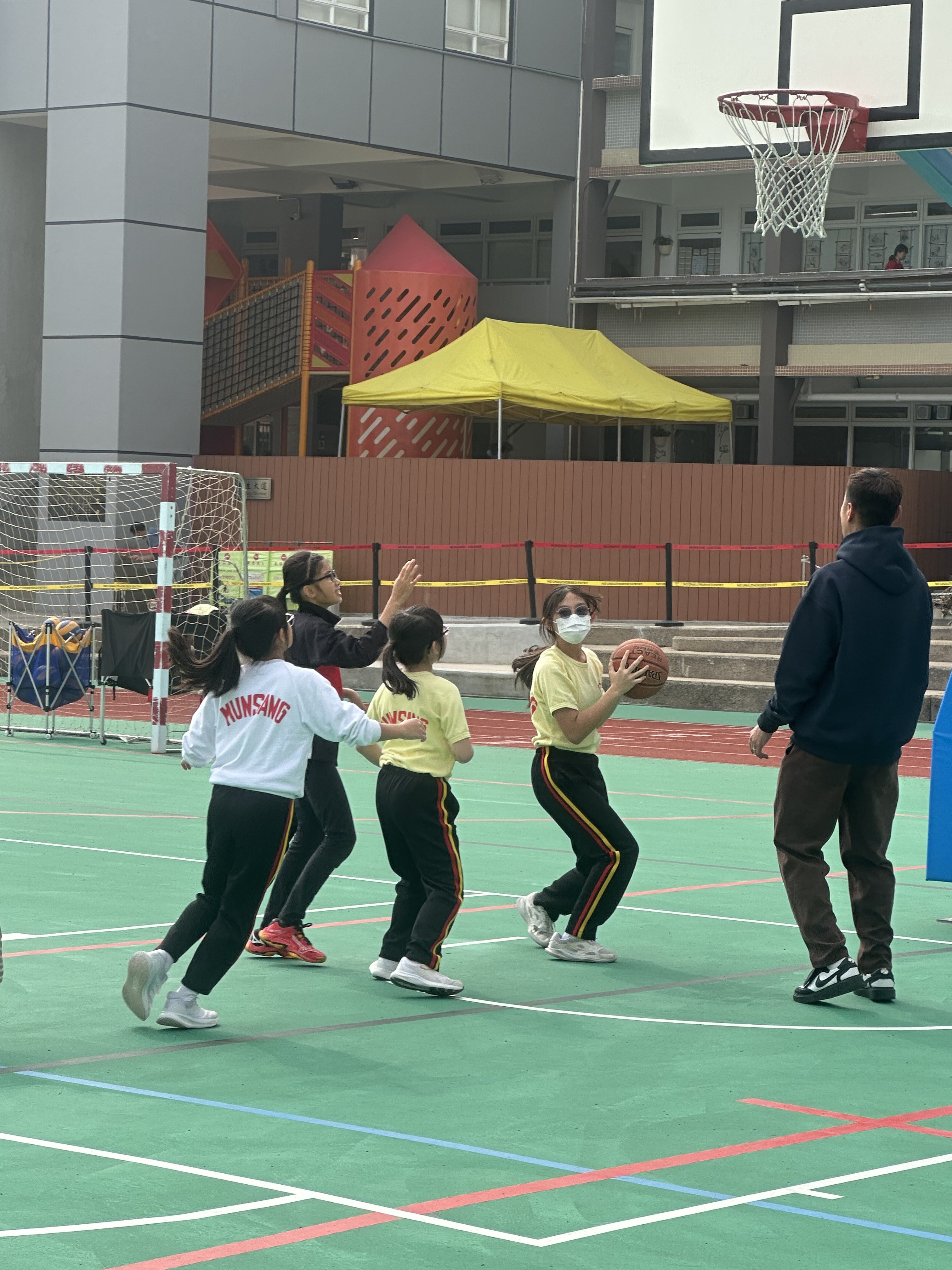 Basketball game in the playground