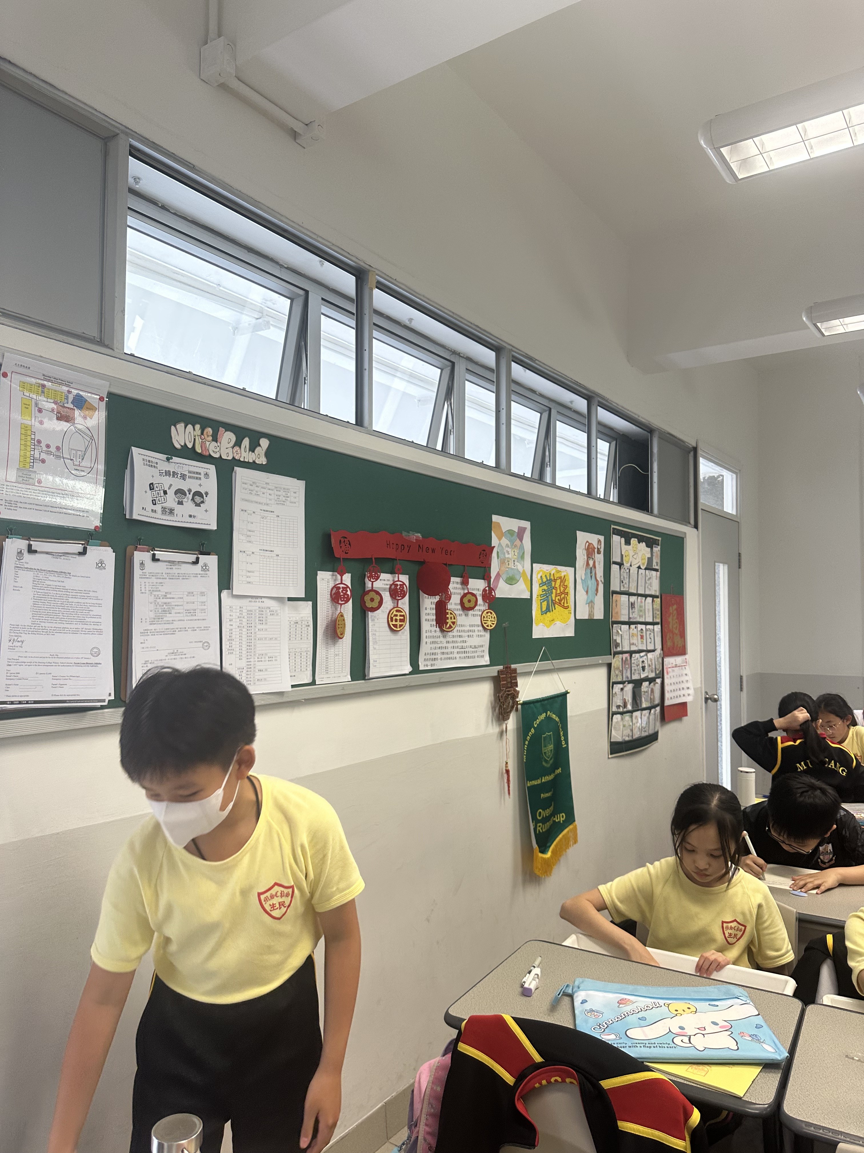 Homeroom classroom view with student